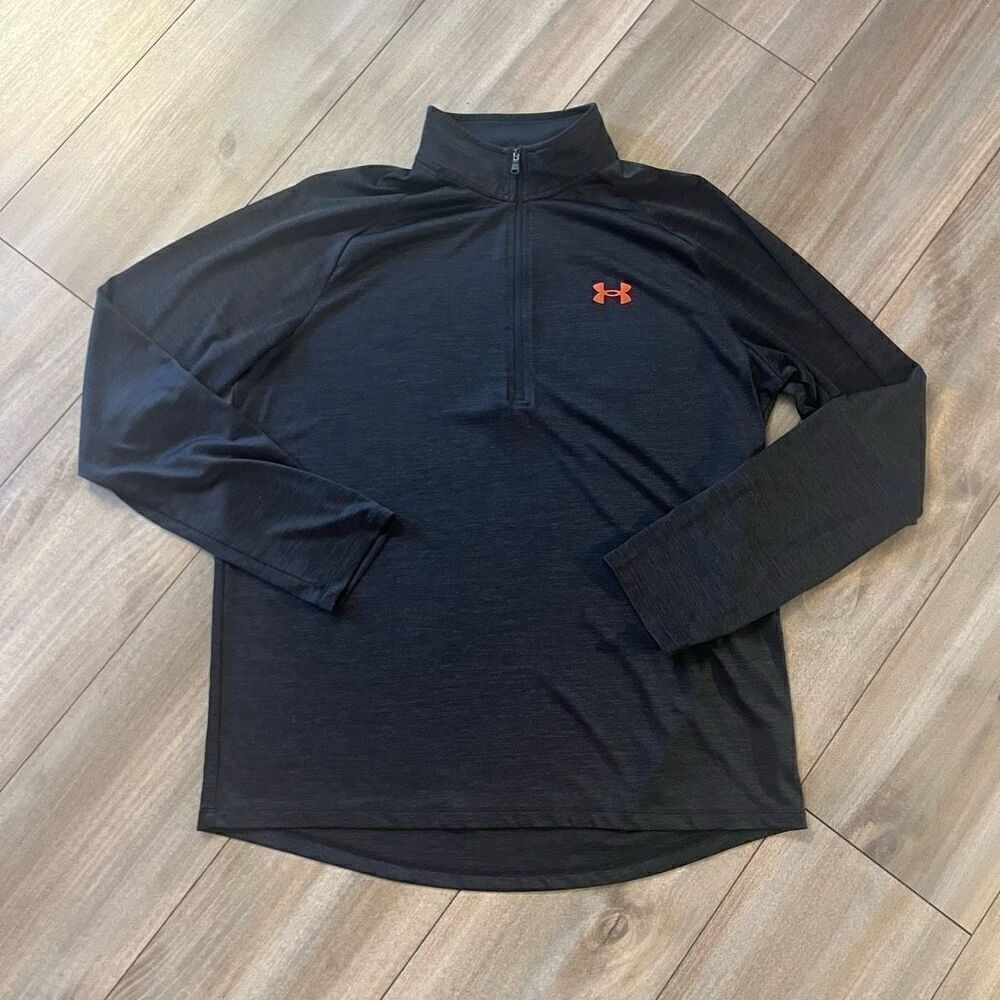 Under Armour Mens Tech 2.0 1/2 Zip Black Space Dye Pullover Large